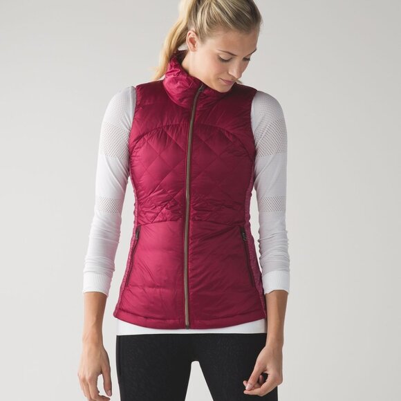 Lululemon Women's Berry Rumble Down For A Run Full-Zip Puffer Vest Size 6 - Picture 1 of 7